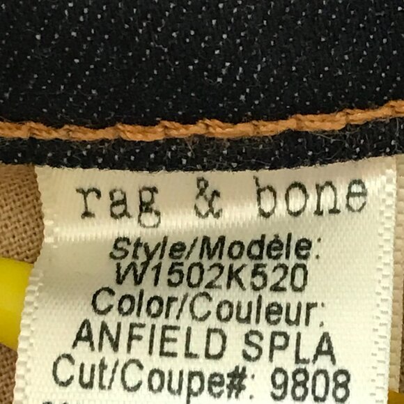 Rag & Bone Skinny Jeans Women 26 Blue Paint Splatter Low Rise Dark Wash Stretch - Picture 11 of 13